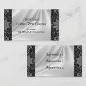 白いサテン及びレースの名刺 名刺 (正面/裏面)