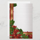 白いサテン文房具にクリスマスフラワー 便箋 (正面/裏面)