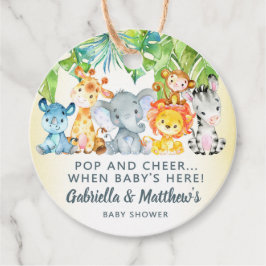 白いサファリの動物の男の子の赤んポップ・アートの坊のシャワーラベル。 フェイバータグ