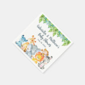 白いサファリの動物の赤ちゃんシャワーナプキン。 スタンダードカクテルナプキン (角)