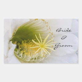 白いサボテンの開花 長方形シール