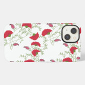 . 白いサムスンギャラクシーホワイトフラワー柄 iPhoneケース (裏面横)