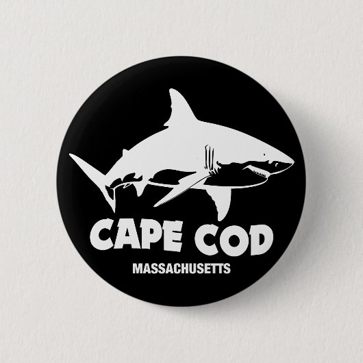 白いサメとス素晴らしキューバダイビング – Cape Cod 缶バッジ (正面)