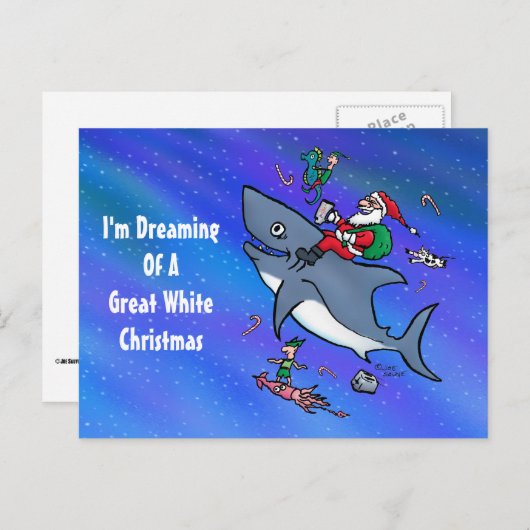 白いサメのク素晴らしリスマスの夢 シーズンポストカード (正面/裏面)