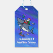 白いサメの素晴らしクリスマスの夢おもしろいを見る ギフトタグ (正面)