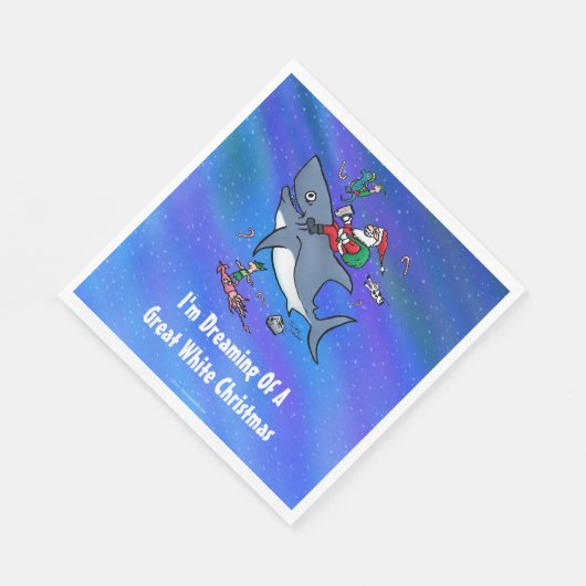 白いサメの素晴らしクリスマスの夢おもしろいを見る スタンダードランチョンナプキン (角)