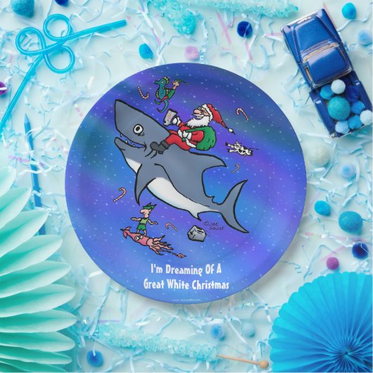 白いサメの素晴らしクリスマスの夢おもしろいを見る ペーパープレート (パーティー)
