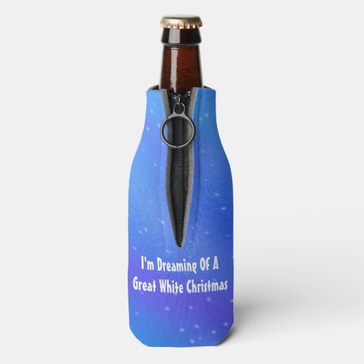 白いサメの素晴らしクリスマスの夢おもしろいを見る ボトルクーラー (ボトル裏面)