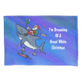 白いサメの素晴らしクリスマスの夢おもしろいを見る 枕カバー (正面)