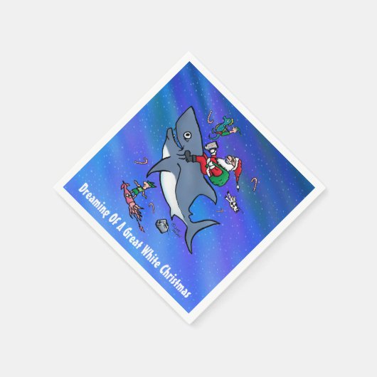 白いサメの素晴らしクリスマスの夢を見カスタムる スタンダードカクテルナプキン (角)