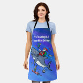 白いサメの素晴らしクリスマスを夢見て エプロン (着用した状態)