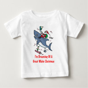 白いサメの素晴らしクリスマスを夢見て ベビーTシャツ
