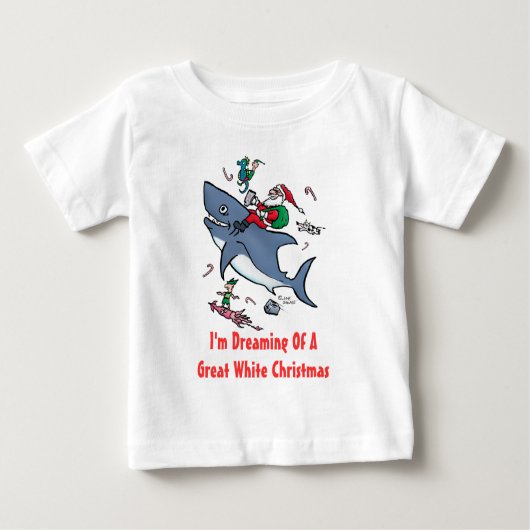 白いサメの素晴らしクリスマスを夢見て ベビーTシャツ (正面)