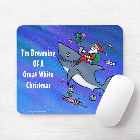 白いサメの素晴らしクリスマスを夢見て マウスパッド (マウス)