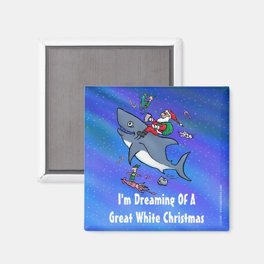 白いサメの素晴らしクリスマスを夢見て マグネット (正面/裏面)