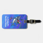 白いサメの素晴らしクリスマスを夢見て ラゲッジタグ (正面横)