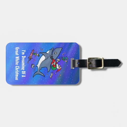 白いサメの素晴らしクリスマスを夢見て ラゲッジタグ (正面横)