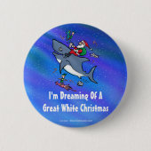 白いサメの素晴らしクリスマスを夢見て 缶バッジ (正面)