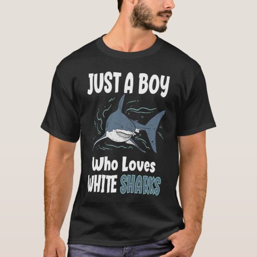 白いサメを愛する少年 Tシャツ (正面)