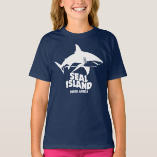白いサメ素晴らしと泳ぐ – シールアイランド Tシャツ