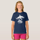 白いサメ素晴らしと泳ぐ – シールアイランド Tシャツ (正面フル)