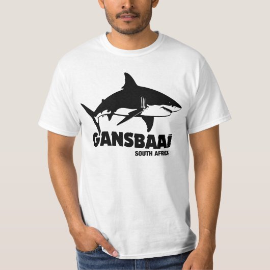 白いサメ素晴らしと泳ぐ – Gansbaai Diving Tシャツ (正面)