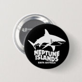 白いサメ素晴らし海王諸島で泳ぐ 缶バッジ (正面&裏面)