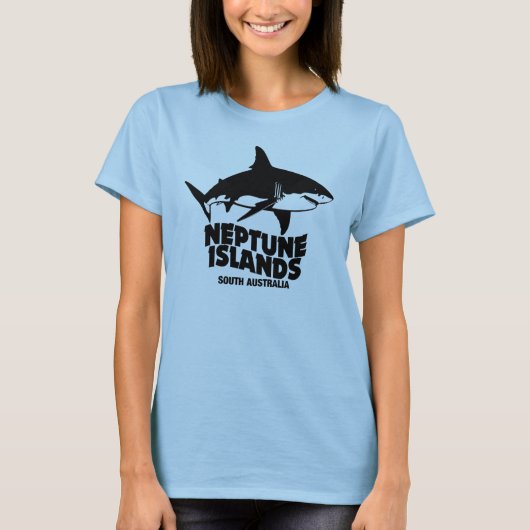 白いサメ素晴らし海王諸島で泳ぐ Tシャツ (正面)