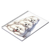 白いサモイの子犬のかわいいスタック ノートブック (左側)