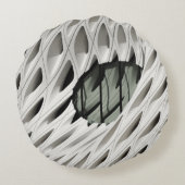 白いサーフェス上の楕円黒濃淡ガラスパネル ラウンドクッション (裏面)