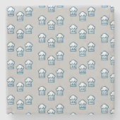 白いシェフがグレーの帽子 ストーンコースター (正面)