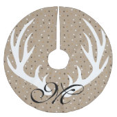 白いシカの(雄ジカの)枝角の金ゴールドの紙吹雪の黒のモノグラム ブラッシュドポリエステルツリースカート (正面)