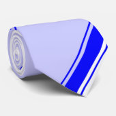 白いシソと青い斜ストライプのめ ネクタイ (ロール)