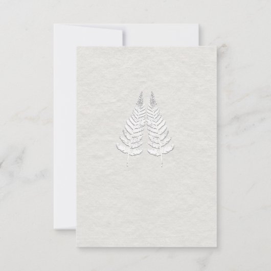 白いシダの結婚式の日付カードを保存 セーブザデート (裏面)