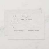 白いシダ結婚の食事の選択 出欠カード (正面/裏面)