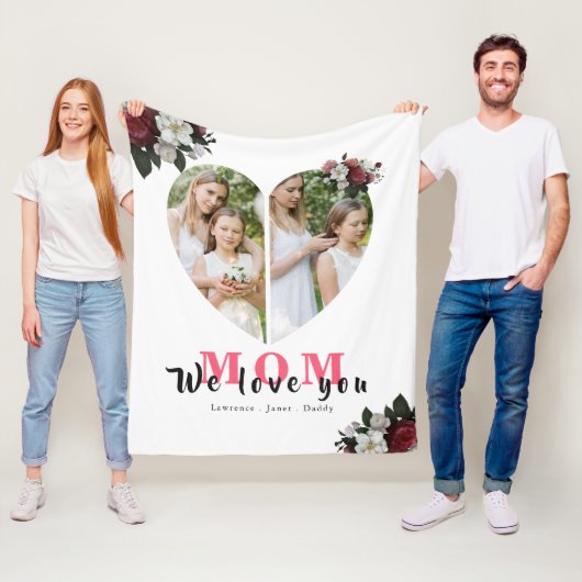 白いシックなハート形のお母さんの日の贈り物 フリースブランケット (インサイチュ)