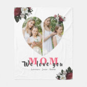 白いシックなハート形のお母さんの日の贈り物 フリースブランケット (正面)