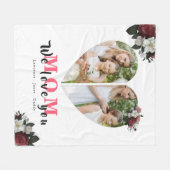 白いシックなハート形のお母さんの日の贈り物 フリースブランケット (正面(横))