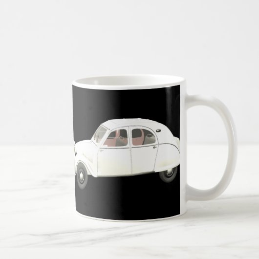 白いシトロエン 2CV コーヒーマグカップ (右)