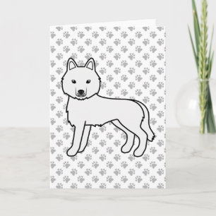 白いシベリアンハスキーのかわいいキャラクターデザインの犬 カード