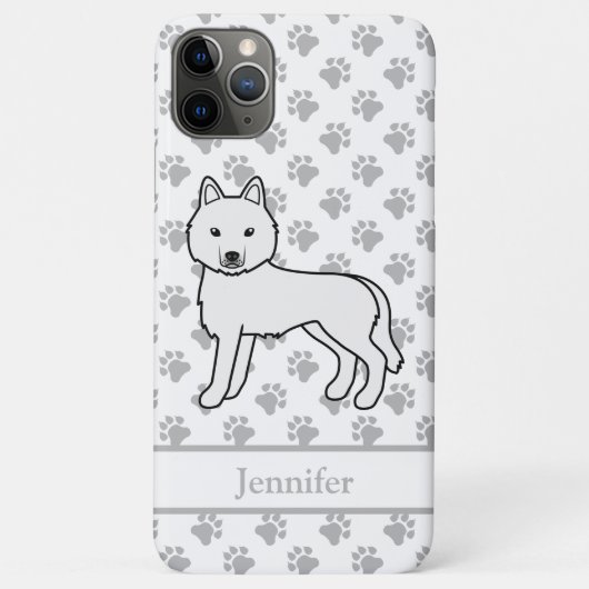白いシベリアンハスキーのキャラクターデザインの犬と名前 Case-Mate iPhoneケース (裏面)