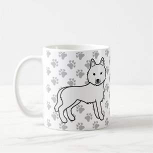 白いシベリアンハスキーのキャラクターデザインの犬と足 コーヒーマグカップ