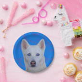 白いシベリアンハスキーの紙皿 ペーパープレート (パーティー)