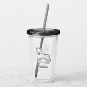 白いシベリアンハスキー犬とカスタムネーム アクリルタンブラー (裏面)