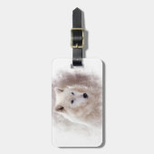 白いシベリアンハスキー ラゲッジタグ (正面縦)