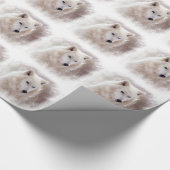 白いシベリアンハスキー ラッピングペーパー (角)