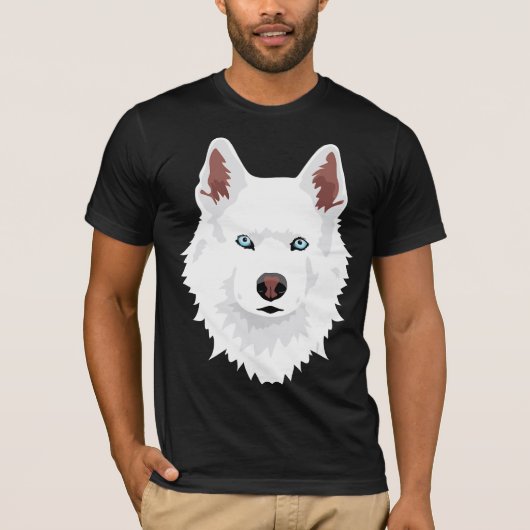白いシベリアン・ハスキー犬 – 白い雪犬 Tシャツ (正面)