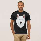 白いシベリアン・ハスキー犬 – 白い雪犬 Tシャツ (正面フル)