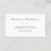 白いシモダンック美容師スクリプト名スタイリッシュ 名刺 (裏面)