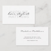 白いシモダンック美容師スクリプト名スタイリッシュ 名刺 (正面/裏面)